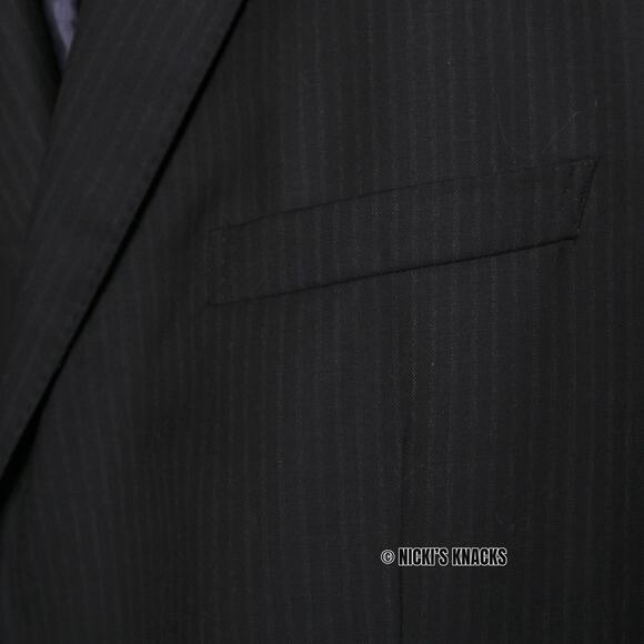 Massimo Dutti Super 130s Wool Navy Pinstripe Blazer Jacket Italian Size 58 - Picture 3 of 12